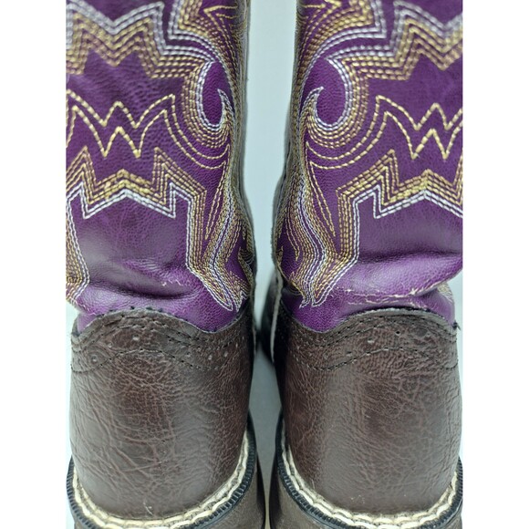 Durango Lil' Rebel Kids Western Cowboy Boot Dark Brown and Purple 8" Size 1 M - Picture 10 of 12